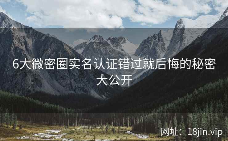 6大微密圈实名认证错过就后悔的秘密大公开