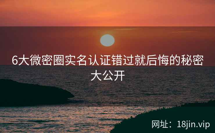 6大微密圈实名认证错过就后悔的秘密大公开