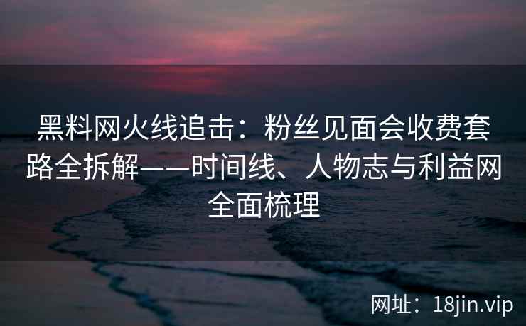 黑料网火线追击：粉丝见面会收费套路全拆解——时间线、人物志与利益网全面梳理