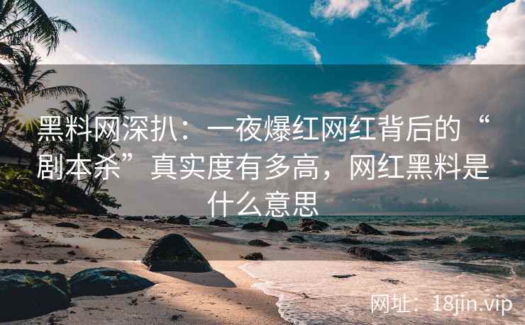 黑料网深扒：一夜爆红网红背后的“剧本杀”真实度有多高，网红黑料是什么意思