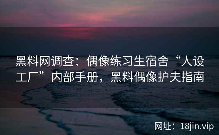 黑料网调查：偶像练习生宿舍“人设工厂”内部手册，黑料偶像护夫指南